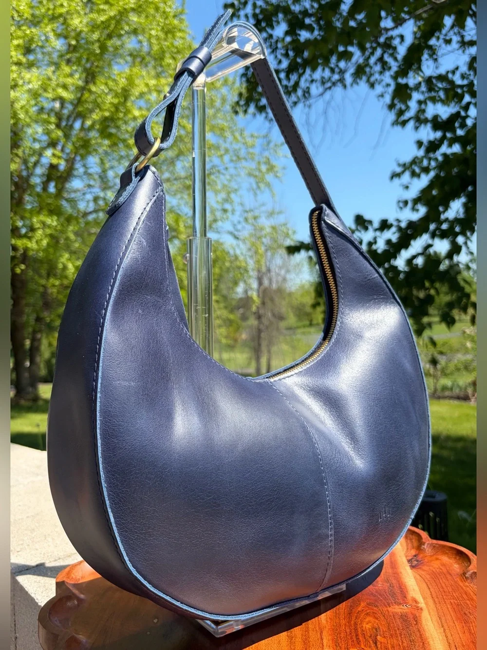 Portland Leather Nora Large Shoulder Bag Cowboy Blue Leather